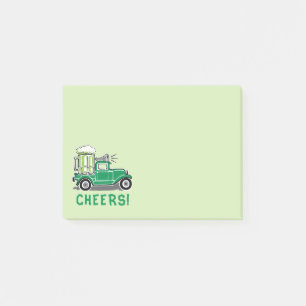 Post-it® St Patrick's Day Vintage Camion Green Bière 4x3