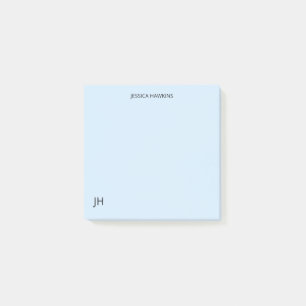 Post-it® Stations personnelles simples Monogramme bleu pâle