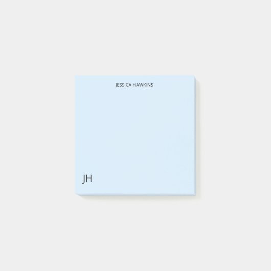 Post-it® Stations personnelles simples Monogramme bleu pâle (Devant)