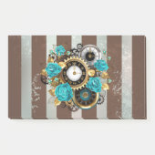 Post-it® Steampunk Clock and Turquoise Roses on Striped (Devant)