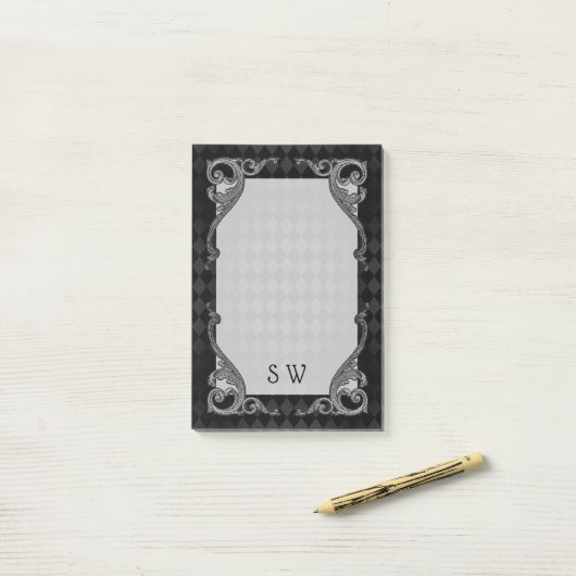 Post-it® Steampunk Goth Monogrammé (Sur un bureau)