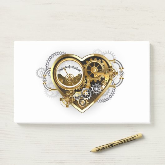 Post-it® Steampunk Heart with a Manometer (Sur un bureau)