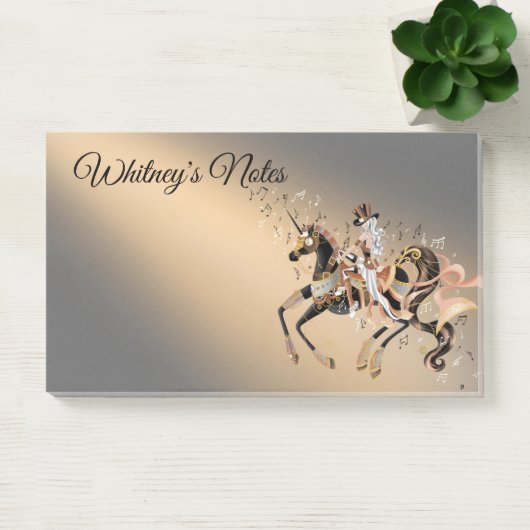 Post-it® Steampunk Mécanique Cheval & Lady café or (Bureau)