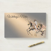 Post-it® Steampunk Mécanique Cheval & Lady café or (Sur un bureau)