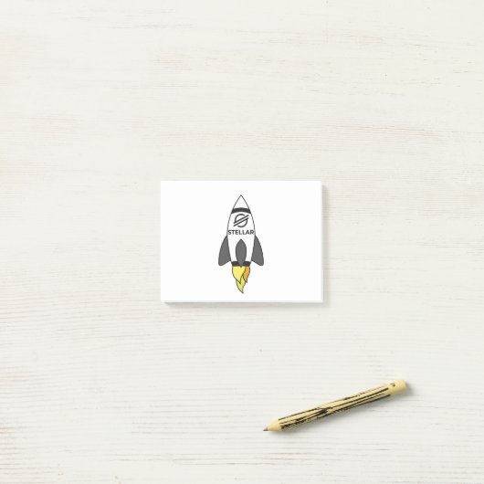 Post-it® Stellar À La Rocket Lune (Sur un bureau)