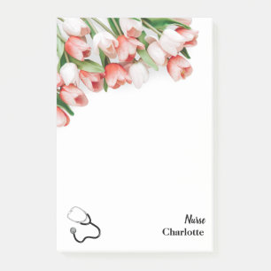 Post-it® Stéthoscope infirmière fleurs Tulipe Rose