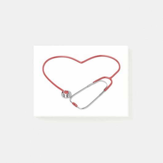 Post-it® Stéthoscope rouge dans la forme du coeur (Devant)