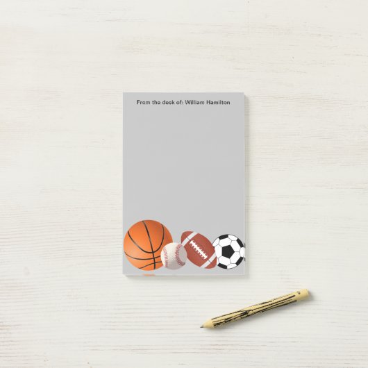 Post-it® Stick Notes Thème Sport (Sur un bureau)