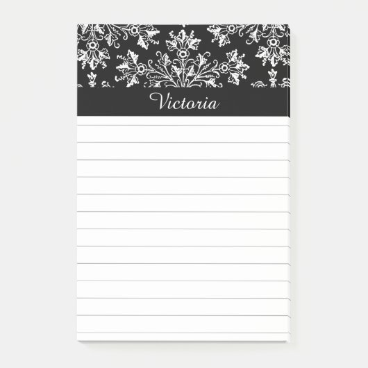 Post-it® Stickie Vintage damassé blanc modifiable (Devant)