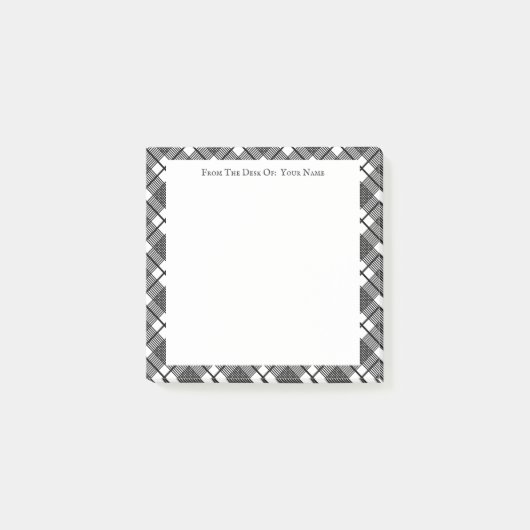Post-it® Stickies modifiables du Motif plaqué noir blanc (Devant)