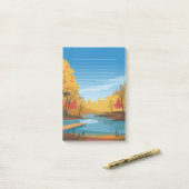 Post-it® Stillness dorée : Lac d'automne (Sur un bureau)