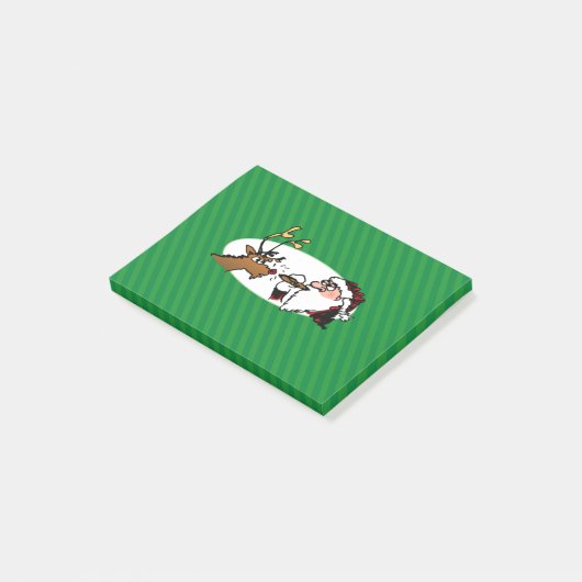 Post-it® Stogie Fumer Père Noël Funny Green Stripe Noël (Incliné)