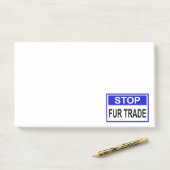 Post-it® Stop Fur Trade Panneau bleu (Sur un bureau)
