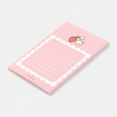 Post-it® Strawbeary Pink Scallop Border Cute Bear Notepad (Incliné)