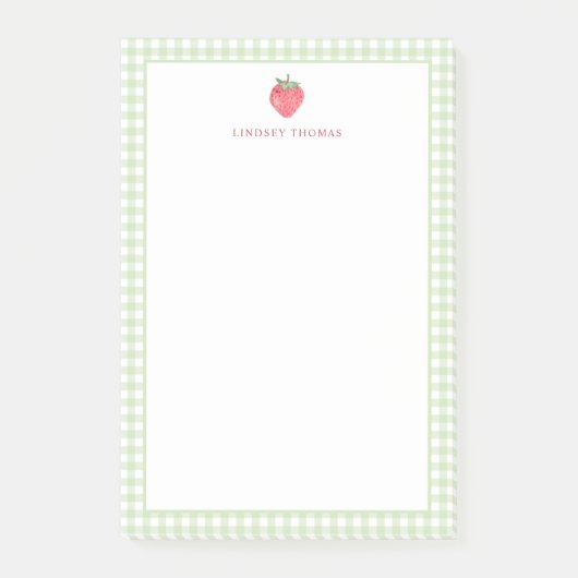 Post-it® Strawberry Green Gingham Border Personalized (Devant)