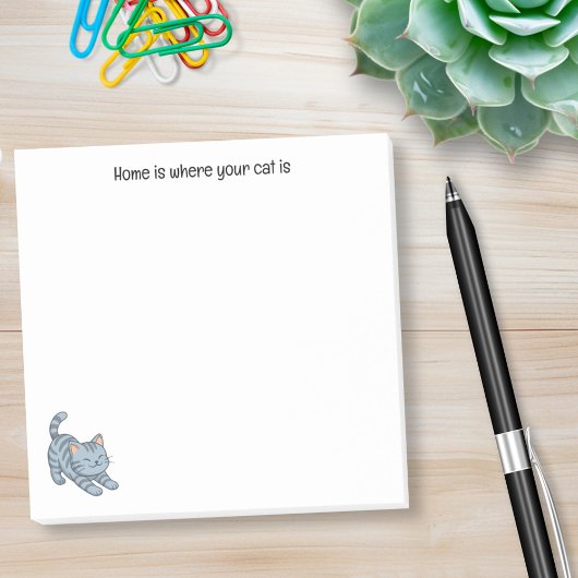 Post-it® Stretching Grey Tabby Cat Custom Text