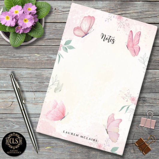Post-it® Studio de Manucure Papillons Roses Personnalisés
