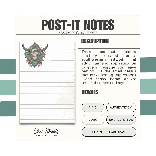 Post-it® Style Boho-Sud-Ouest Flair Ligné 3M