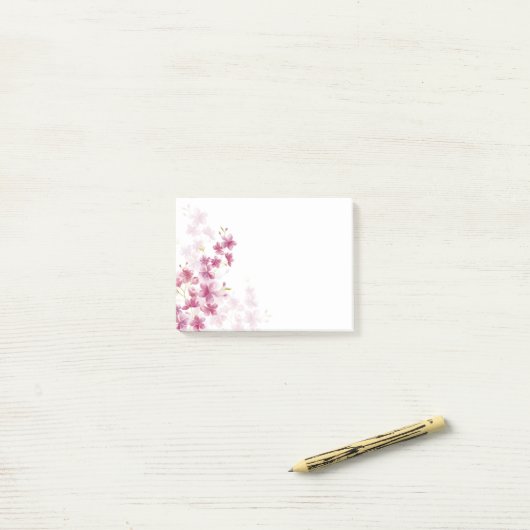 Post-it® Style d'aquarelle florale de fleurs de cerisier de (Sur un bureau)