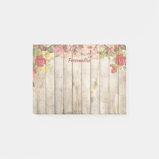Post-it® Style Fleur Jardin Bois clôture Personnaliser (Devant)