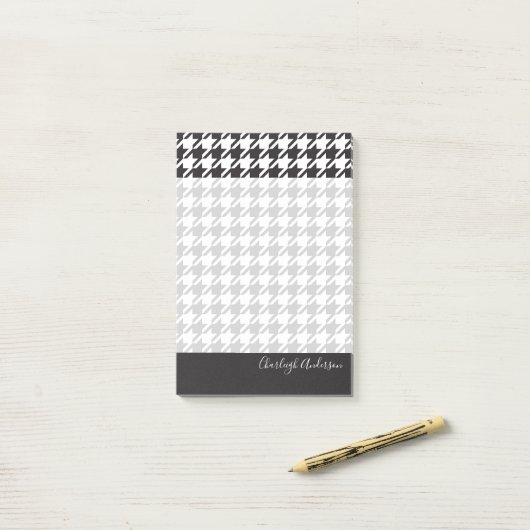 Post-it® Style moderne noir et blanc Houndstooth (Sur un bureau)