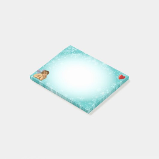 Post-it® Style Raphael Cherub & Coeur sur bleu clair (Incliné)