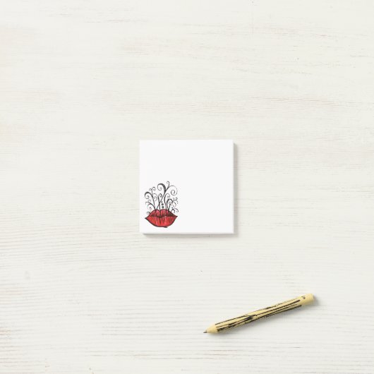 Post-it® Style Tatouage Tatouage à encre pour lèvres étrang (Sur un bureau)
