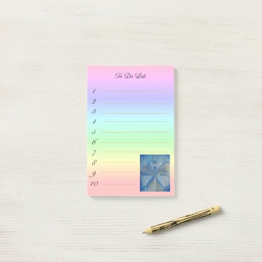 Post-it® stylish angel Michael on rainbow gradient (Sur un bureau)