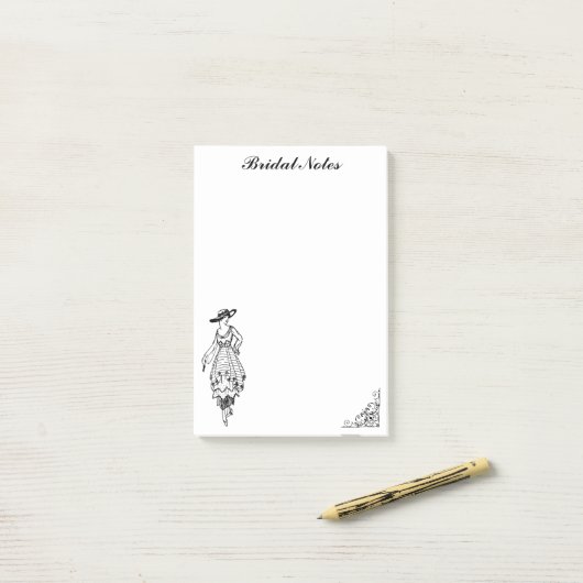 Post-it® Stylish Mariée Mariage mode robe nuptiale Notes (Sur un bureau)