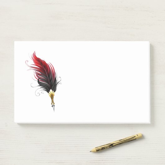 Post-it® Stylo rouge en plumes avec nib or (Sur un bureau)
