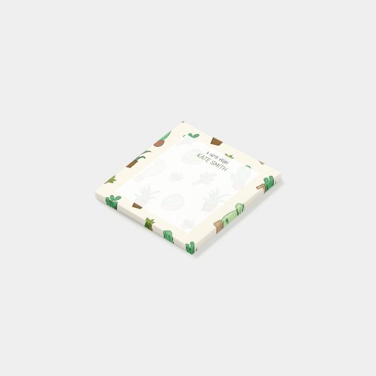 Post-it® Succulents et cactus illustrés mignons (Incliné)