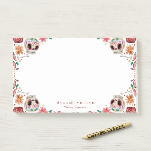 Post-it® Sugar Skulls Día de los Muertos Thème (Sur un bureau)