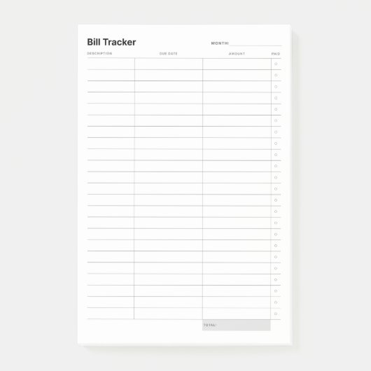 Post-it® Suivi des dépenses simples minimal (Devant)