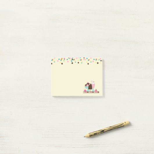 Post-it® Sundae et Confetti, crème glacée (Sur un bureau)