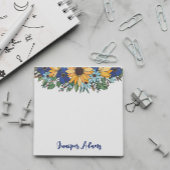 Post-it® Sunflowers & Blue Flowers Nom En Gras Script