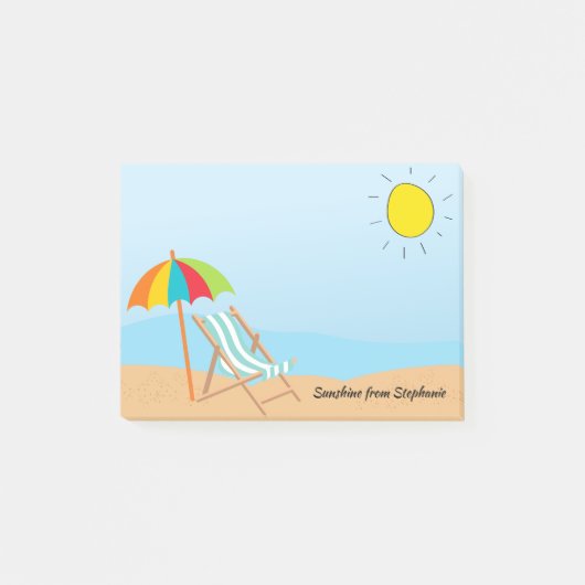 Post-it® Sunny Sky Beach Chaise et parapluie (Devant)
