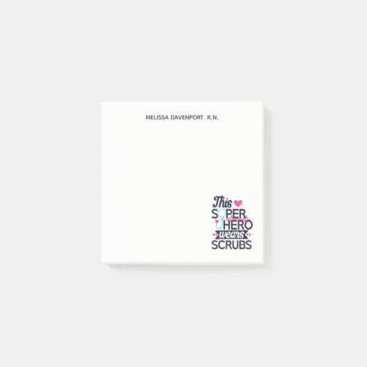 Post-it® Superhero de soins infirmiers drôle dire la typogr (Devant)