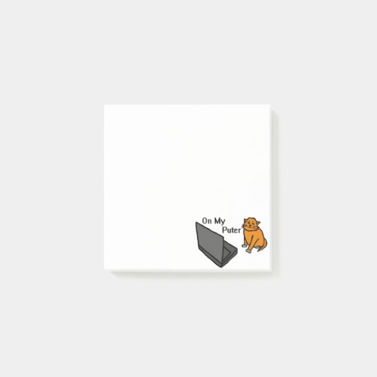 Post-it® Sur Mon Ordinateur Drôle Mème De Chat Orange (Devant)