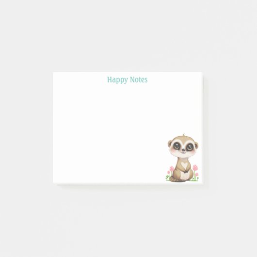 Post-it® Suricate et fleurs personnalisés mignons (Devant)