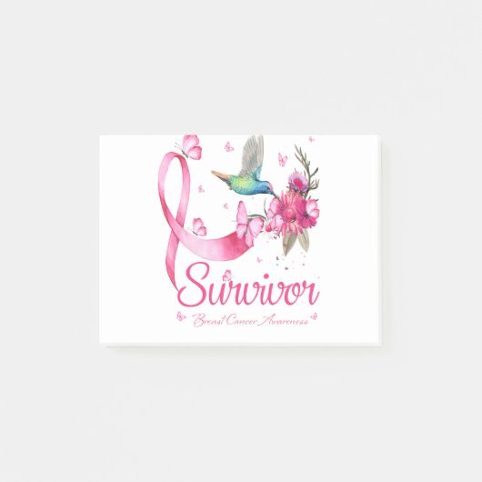 Post-it® Survivant Hummingbird Ribbon Cancer du sein (Devant)