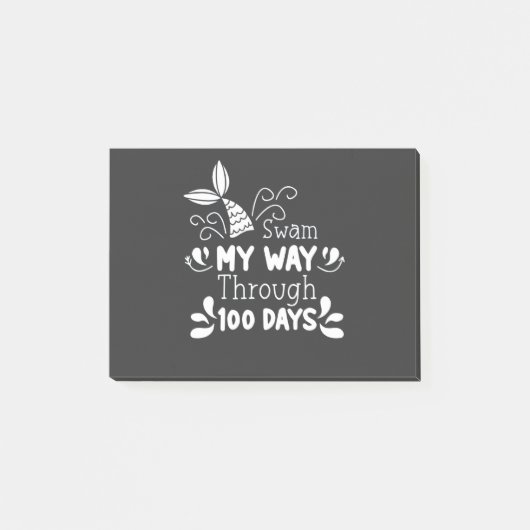 Post-it® Swam My Way Thru 100 jours d'école (Devant)