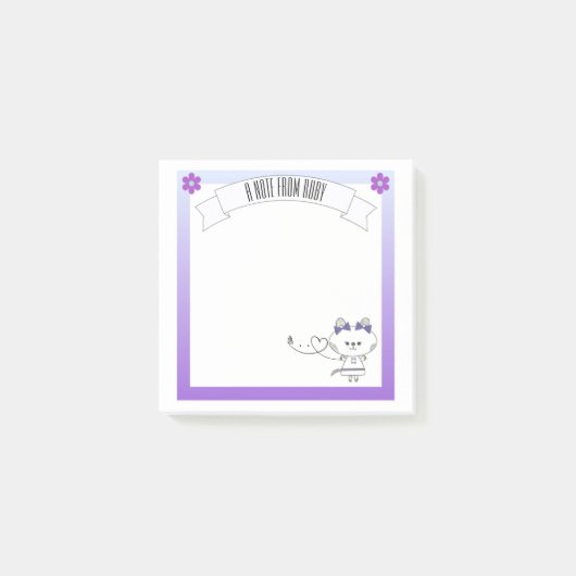 Post-it® Sweet Kitty Graphisme Purple Bordure Personnalisée (Devant)