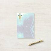 Post-it® SYMBOLE DE CADUCE D'OR MONOGRAMME Bleu Turquoise (Sur un bureau)