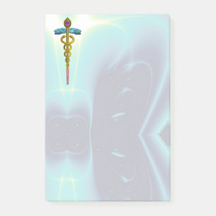 Post-it® SYMBOLE DE CADUCE D'OR MONOGRAMME Bleu Turquoise