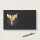 Post-it® Symbole de caducée polygonal or (Sur un bureau)