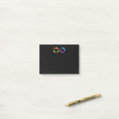 Post-it® Symbole de l'infini des comètes arc-en-ciel (Sur un bureau)