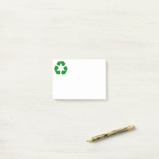 Post-it® Symbole de recyclage - Vert (Sur un bureau)