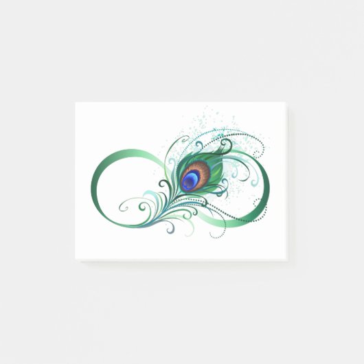Post-it® Symbole d'infini avec plume de paon (Devant)