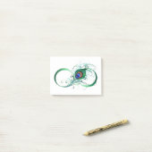Post-it® Symbole d'infini avec plume de paon (Sur un bureau)