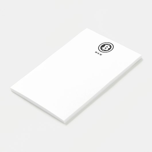 Post-it® Symbole Logo Bitcoin Noir Monogramme (Incliné)